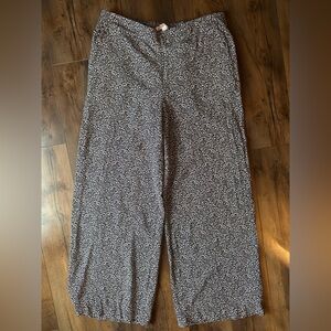 LOFT Black Ivory Leopard Print Pull-On Pants Stretch Chic Work Casual Large